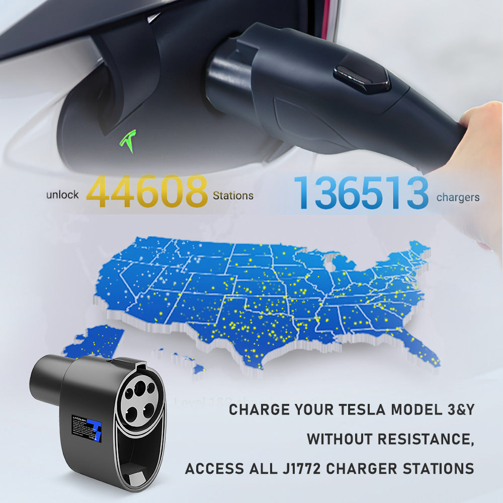 LaTough 2023 Upgraded J1772 to Tesla Adapter Pro Designed for Model 3 & Y  Charging Adapter for Tesla Accessories Faster Charging Auto Lock Support