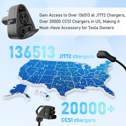 LaTough 2023 Tesla Charger Adapter Universal 2 in 1 CCS Plus J1772 to Tesla Adapter CCS1 and J1772 Charging Stations Up to 250KW Power DC/AC Supercharger Model 3/S/X/Y Tesla Accessories Ideal Gifts