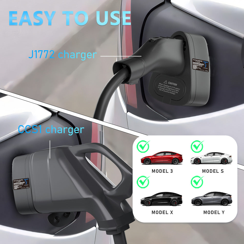 LaTough 2023 Tesla Charger Adapter Universal 2 in 1 CCS Plus J1772 to Tesla  Adapter CCS1 and J1772 Charging Stations Up to 250KW Power DC/AC